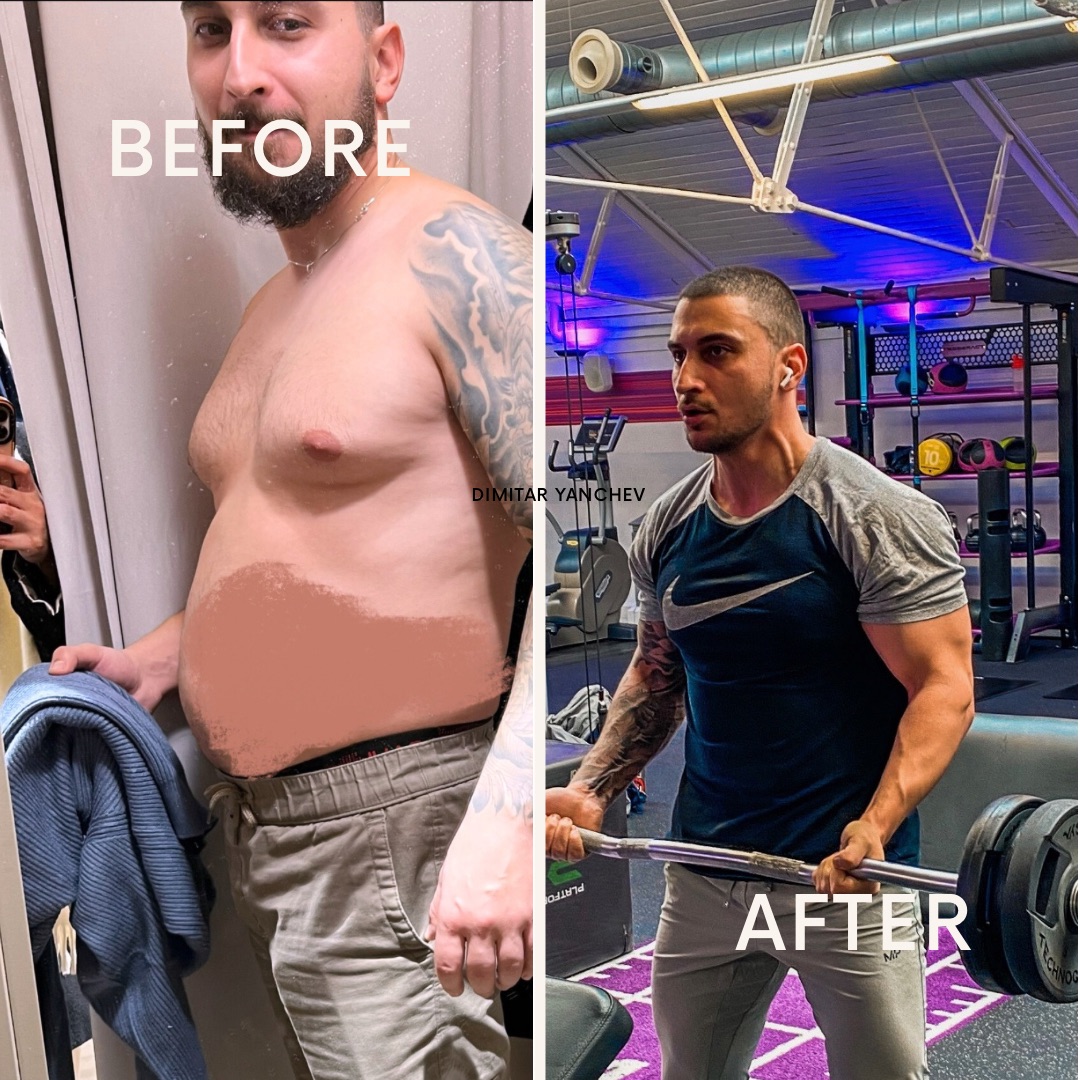 Before and after transformation — client of Dimitar Yanchev
